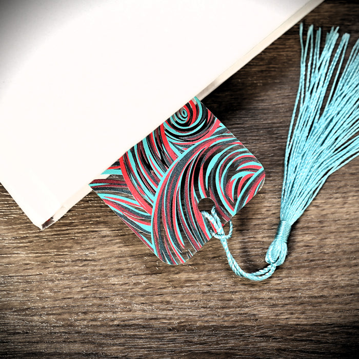 Red Teal Swirl Bookmark