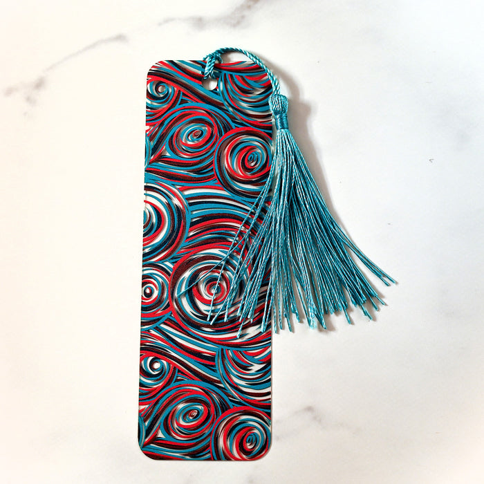 Red Teal Swirl Bookmark