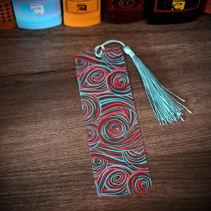 Red Teal Swirl Bookmark