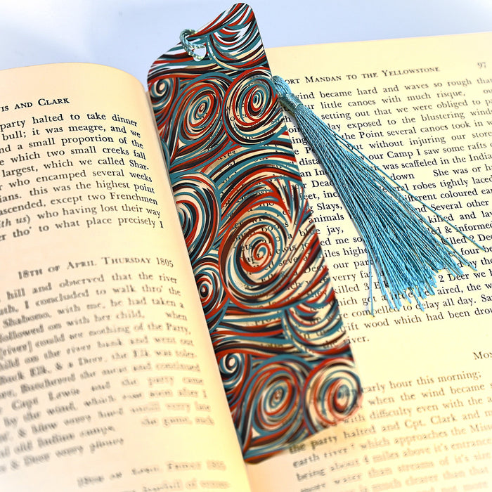 Red Teal Swirl Bookmark