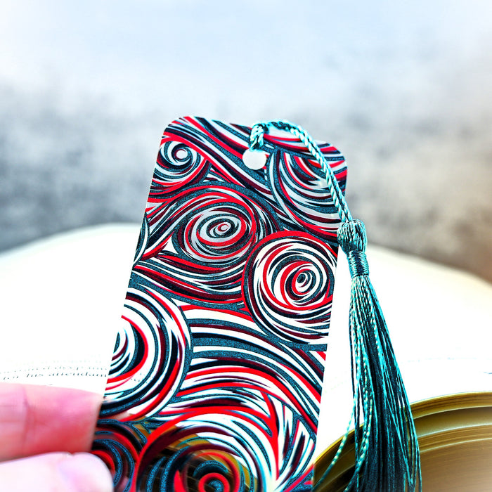 Red Teal Swirl Bookmark