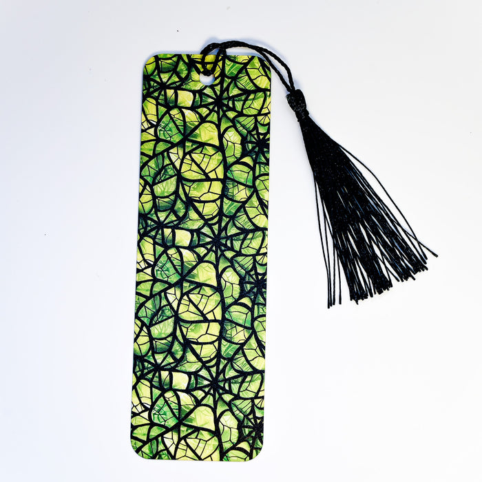 Stained Green Spider Web Bookmark