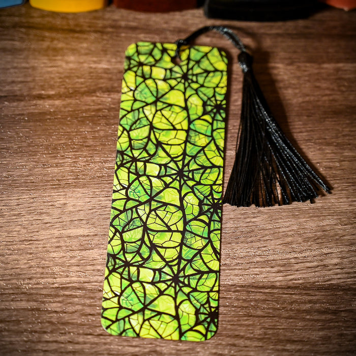 Stained Green Spider Web Bookmark