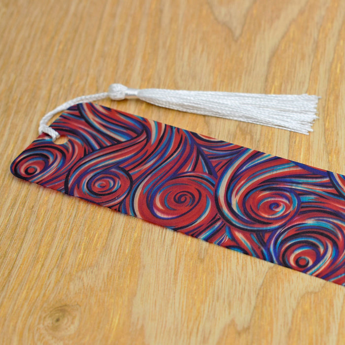 Red Blue Swirls Bookmark