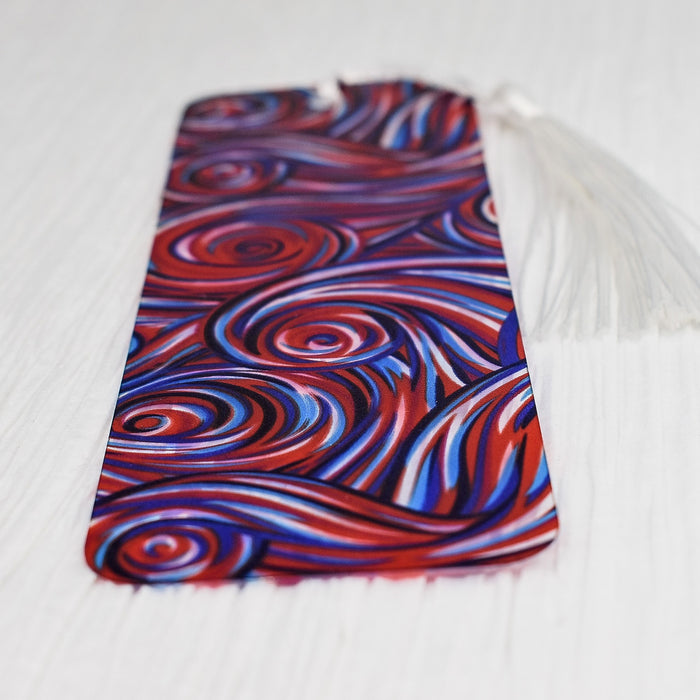 Red Blue Swirls Bookmark