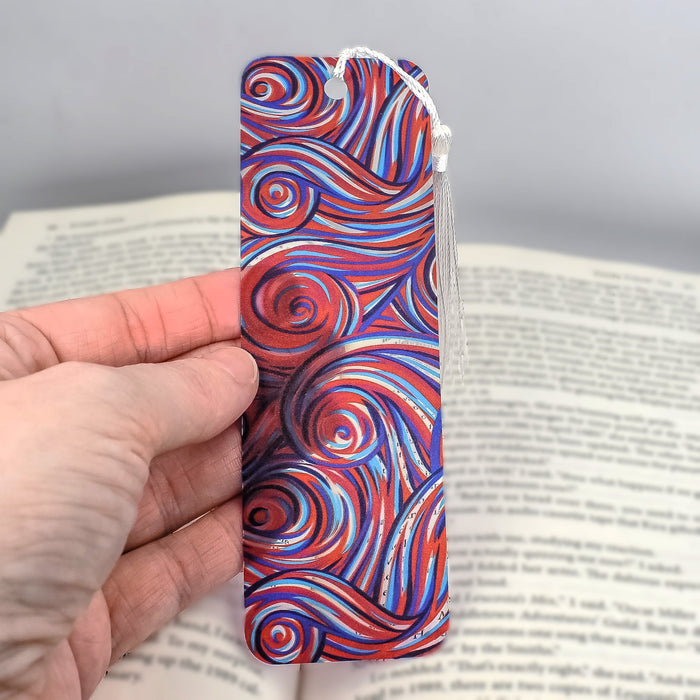 Red Blue Swirls Bookmark