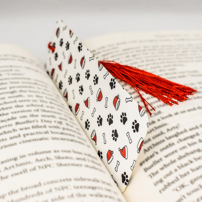 Santa Dog Paw Bookmark