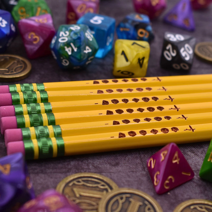 DND Polyhedral Dice Pencil Set