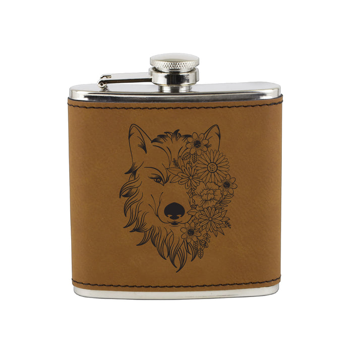 Wolf Flower Mandala Flask