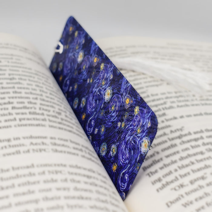 a bookmark with a picture of a starry night