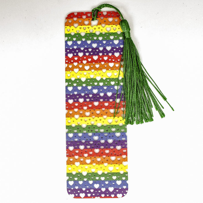a colorful bookmark with a tassel hanging from it