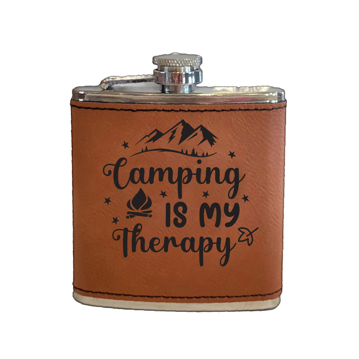 Camping is my Therapy Flask