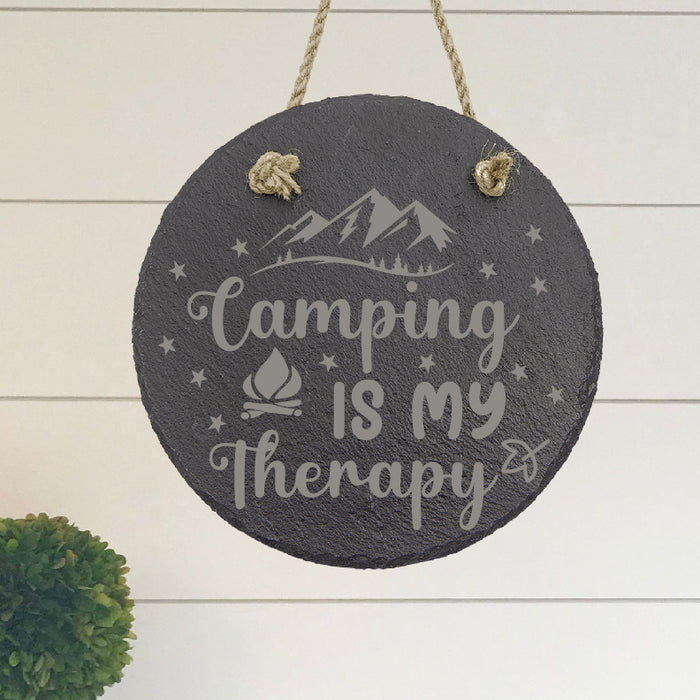 Camping is My Therapy Slate Decor