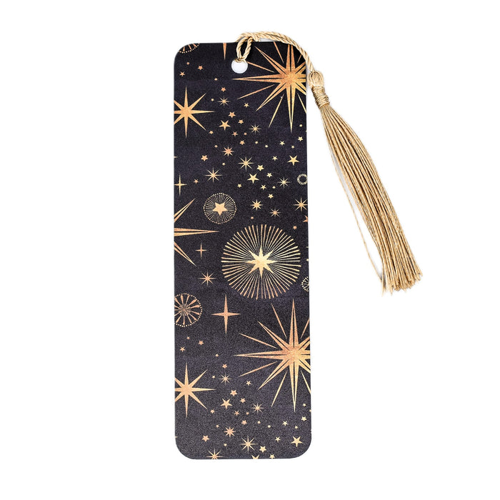 a bookmark with gold stars and a tassel