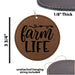a leather ornament with the words farm life on it