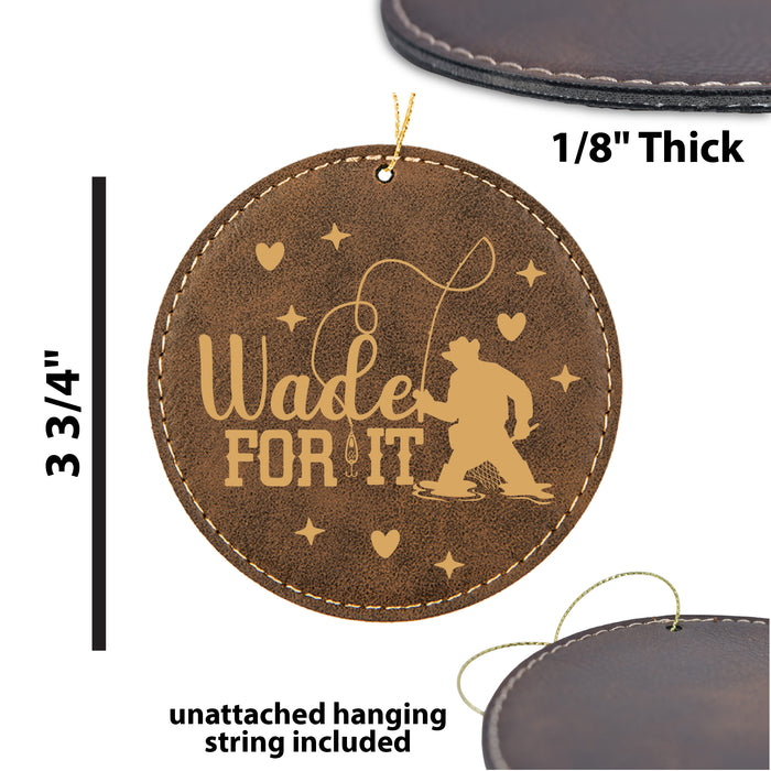 a leather ornament with the words wade for it printed on it