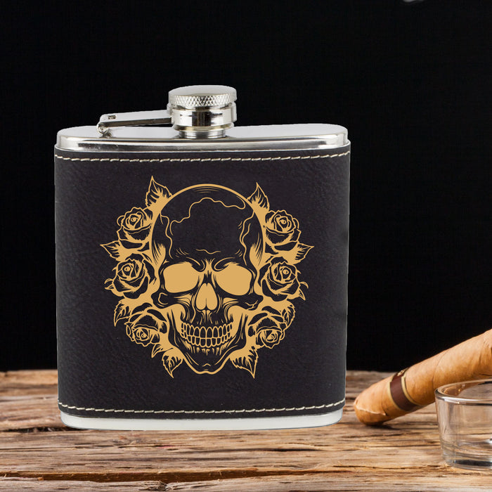 Rose Skull Flask