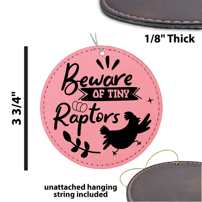 a picture of a leather ornament with the words beware of tiny rap