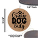 a leather tag with the words crazy dog lady printed on it