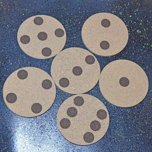 Cork Coaster Set -  Dice Dots - Cork Coaster Set -  Dice Dots - Table Shield - GriffonCo 3D Printed Miniatures & Gifts - GriffonCo Gifts - GriffonCo 3D Printed Miniatures & Gifts
