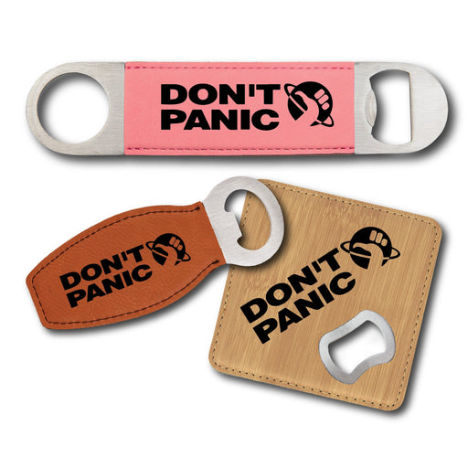 Don't Panic Hitchhiker's Guide to the Galaxy Bottle Opener - Don't Panic Hitchhiker's Guide to the Galaxy Bottle Opener - Bottle Opener - GriffonCo 3D Printed Miniatures & Gifts - GriffonCo Gifts - GriffonCo 3D Printed Miniatures & Gifts