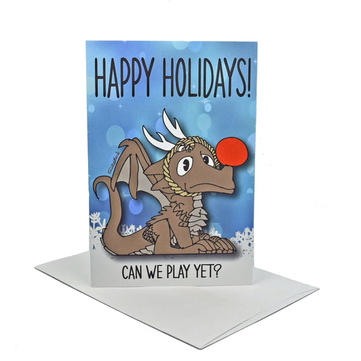 Dwaggy Can We Play Yet? Holiday Cards - Dwaggy Can We Play Yet? Holiday Cards - Greeting Cards - GriffonCo 3D Printed Miniatures & Gifts - GriffonCo Gifts - GriffonCo 3D Printed Miniatures & Gifts