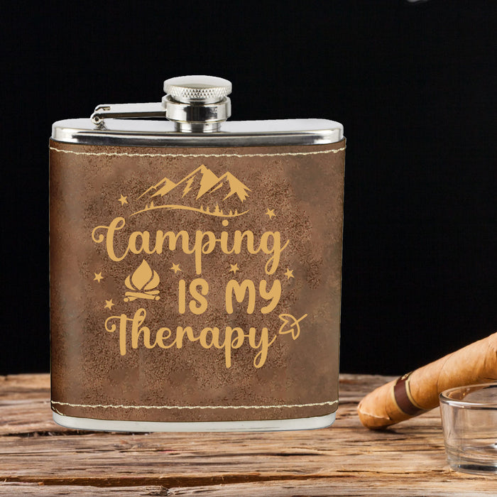 Camping is my Therapy Flask
