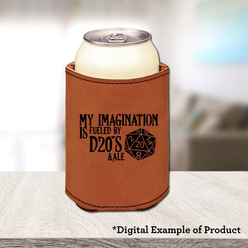 My Imagination is Fueled by D20s and Ale Insulated Beverage Holder - My Imagination is Fueled by D20s and Ale Insulated Beverage Holder - Koozie - GriffonCo 3D Printed Miniatures & Gifts - GriffonCo Gifts - GriffonCo 3D Printed Miniatures & Gifts