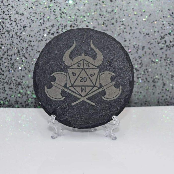 Round Slate Coaster - D&D Barbarian - Round Slate Coaster - D&D Barbarian - Table Shield - GriffonCo 3D Printed Miniatures & Gifts - GriffonCo Gifts - GriffonCo 3D Printed Miniatures & Gifts