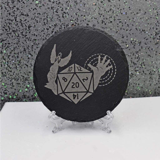 Round Slate Coaster - D&D Paladin - Round Slate Coaster - D&D Paladin - Table Shield - GriffonCo 3D Printed Miniatures & Gifts - GriffonCo Gifts - GriffonCo 3D Printed Miniatures & Gifts