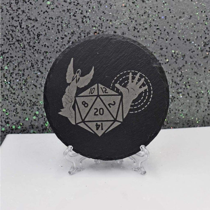 Round Slate Coaster - D&D Paladin - Round Slate Coaster - D&D Paladin - Table Shield - GriffonCo 3D Printed Miniatures & Gifts - GriffonCo Gifts - GriffonCo 3D Printed Miniatures & Gifts