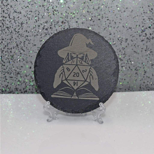 Round Slate Coaster - D&D Wizard - Round Slate Coaster - D&D Wizard - Table Shield - GriffonCo 3D Printed Miniatures & Gifts - GriffonCo Gifts - GriffonCo 3D Printed Miniatures & Gifts