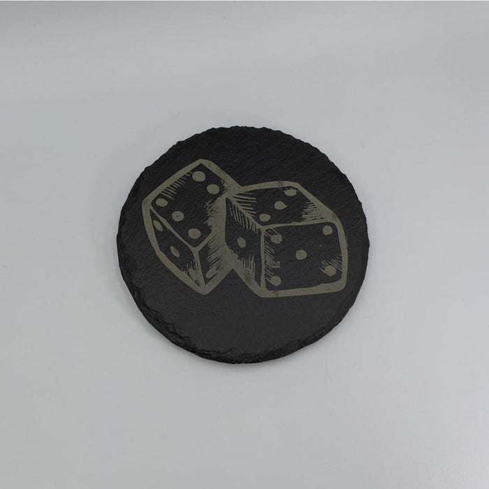 Round Slate Coaster - Dice - Round Slate Coaster - Dice - Table Shield - GriffonCo 3D Printed Miniatures & Gifts - GriffonCo Gifts - GriffonCo 3D Printed Miniatures & Gifts