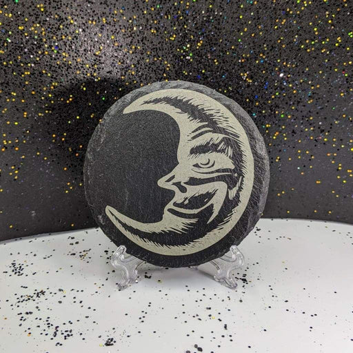 Round Slate Coaster - Moon - Round Slate Coaster - Moon - Table Shield - GriffonCo 3D Printed Miniatures & Gifts - GriffonCo Gifts - GriffonCo 3D Printed Miniatures & Gifts