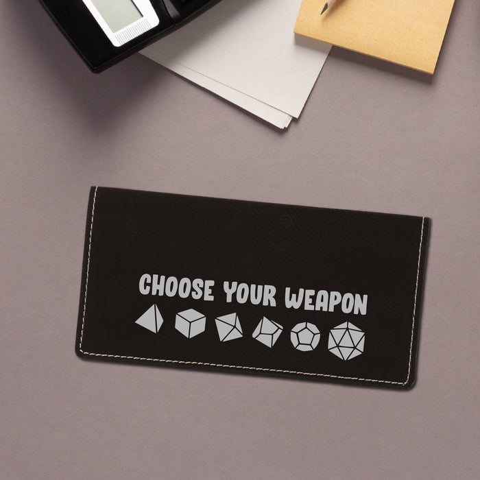 Choose Your Weapon Dice Checkbook Cover